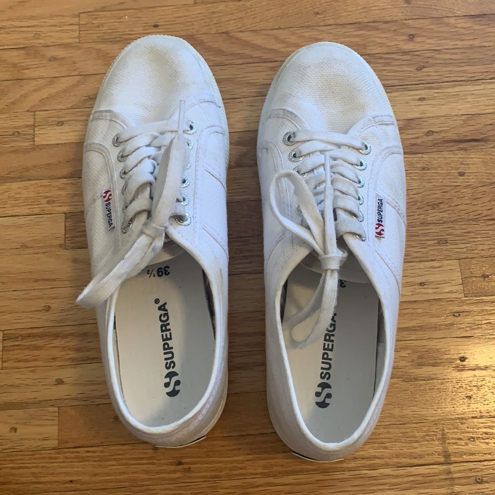 Superga white platform sneakers
